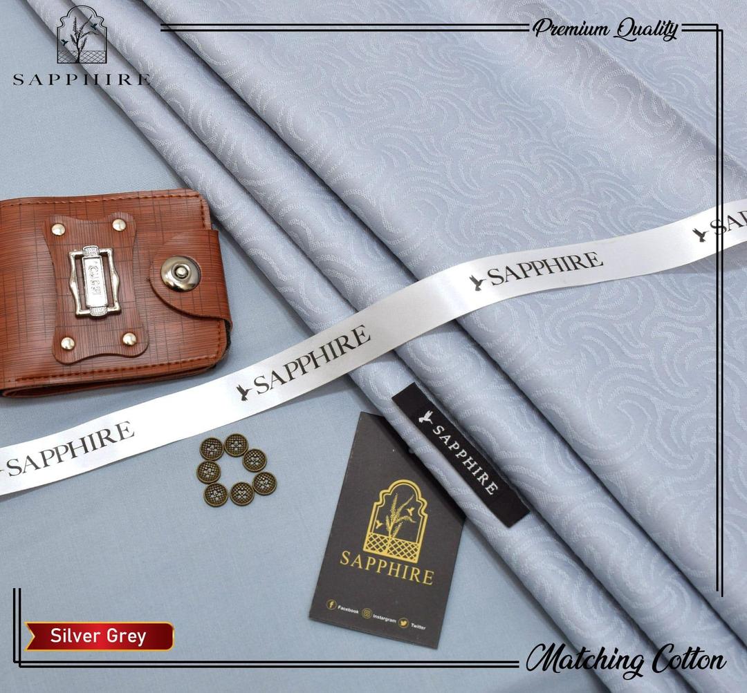 Silver Grey Men Cotton Self Print Suit All Season