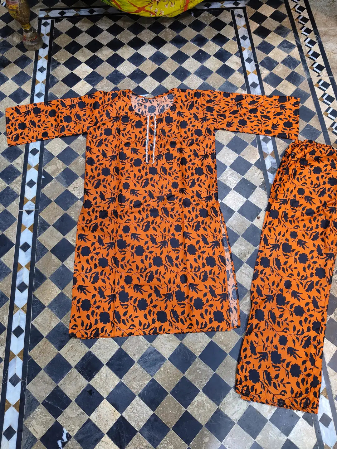 2 Pcs Women's Stitched Cotton Lawn Printed Shirt And Trouser