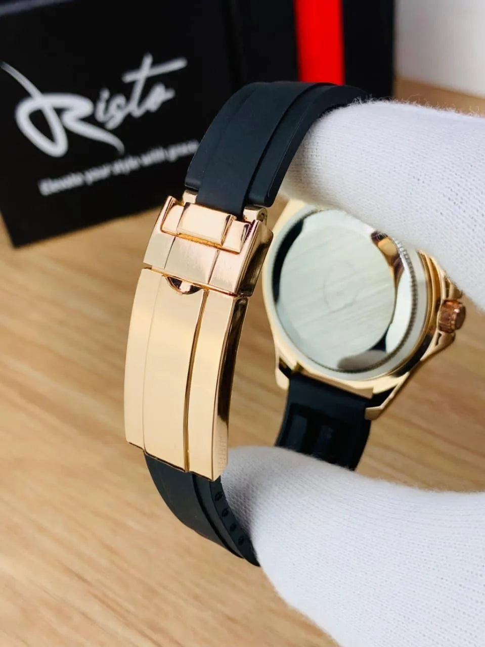 Men's Rolex Submariner Gold Black Water Resistant Watch