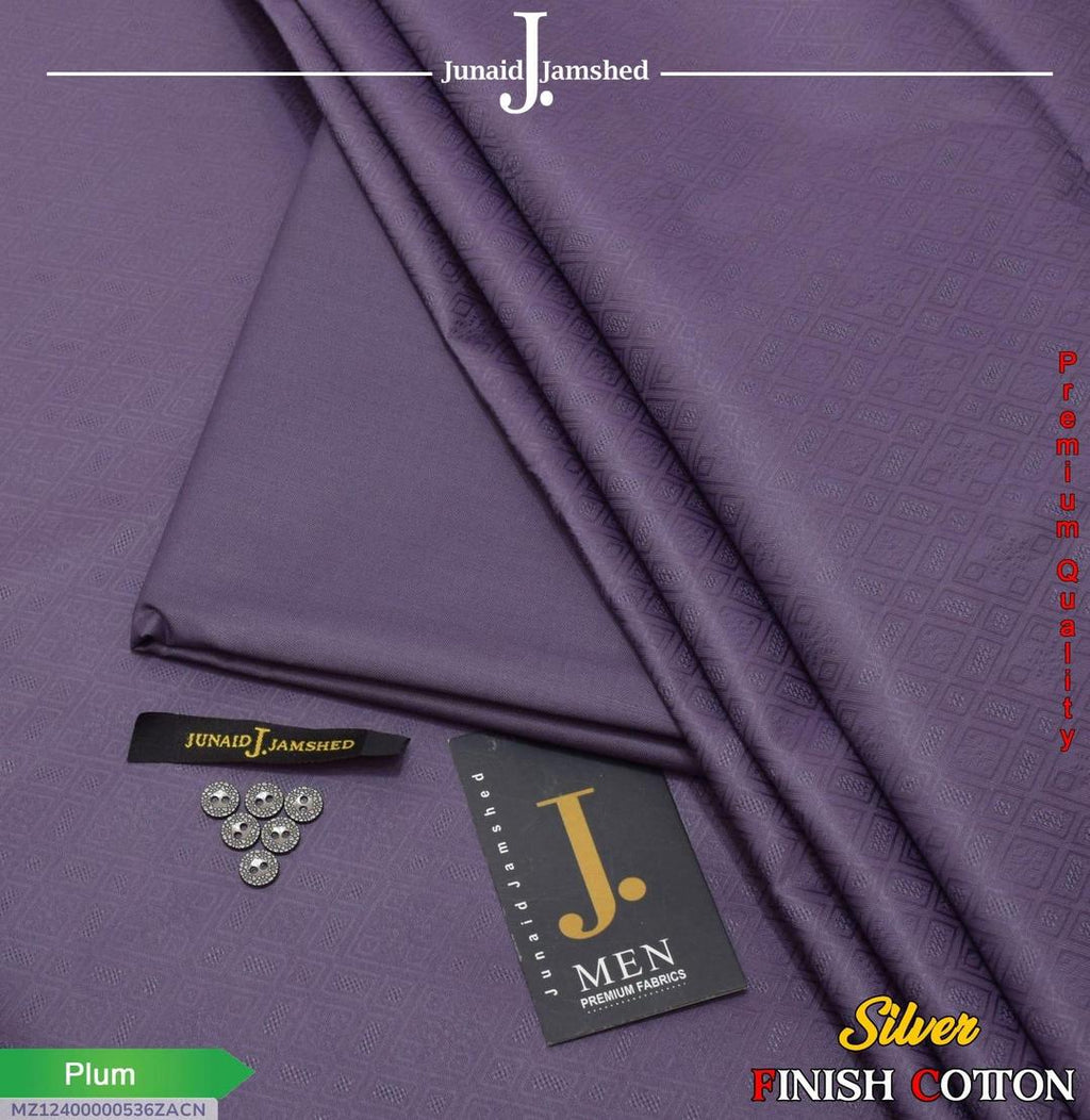 Men's Plum Textured Cotton Suit with Silver Finish