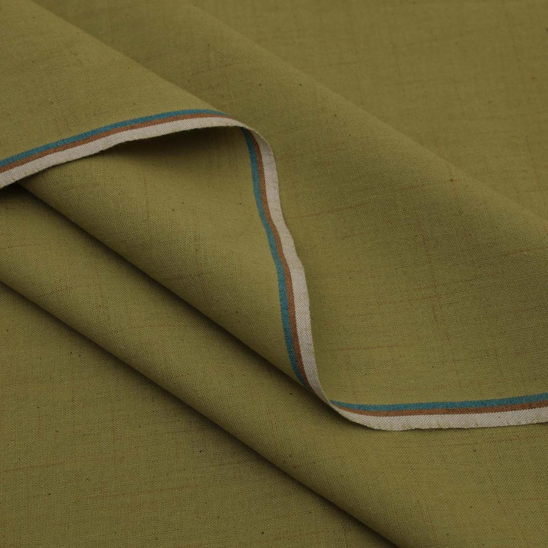 Men's Cotton Suit Olive Green Blue Striped Border Winter Office Casual Wear