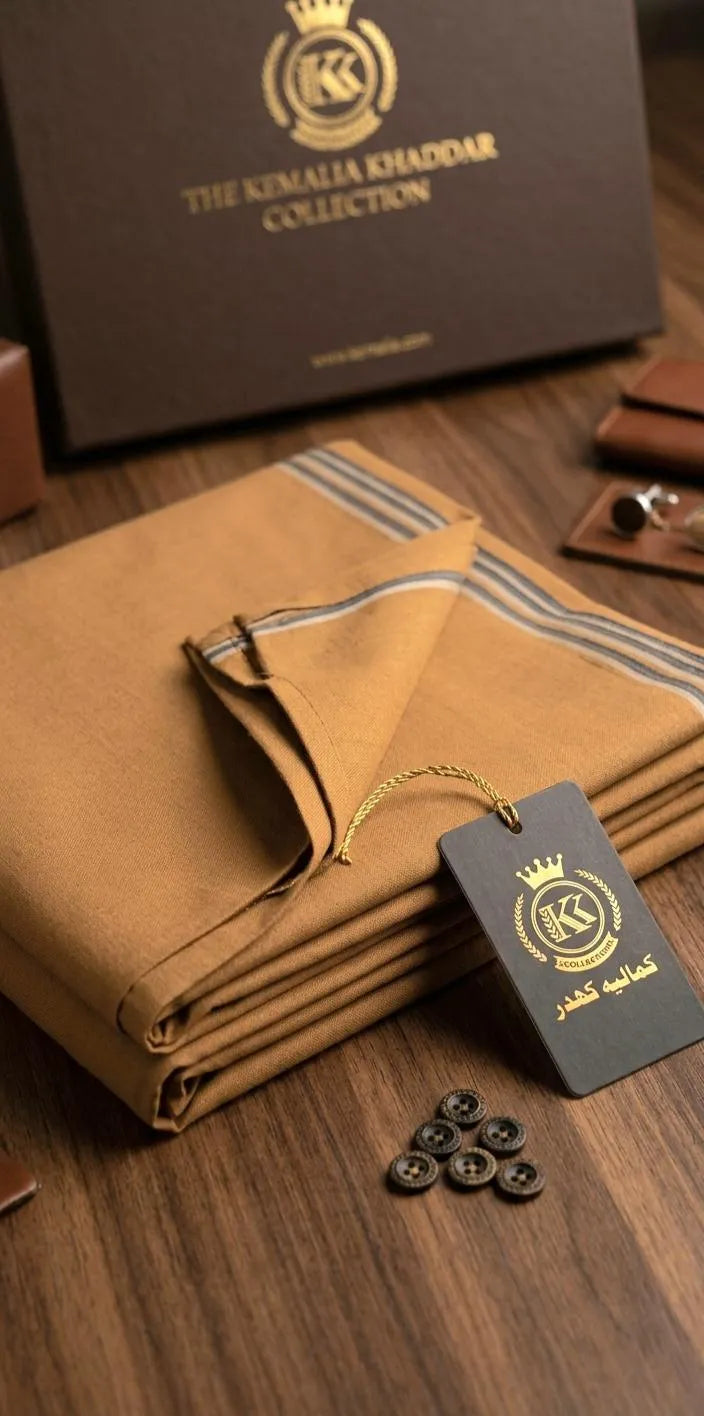 Men's Unstitched Khaddar Suit Tan 4.5M