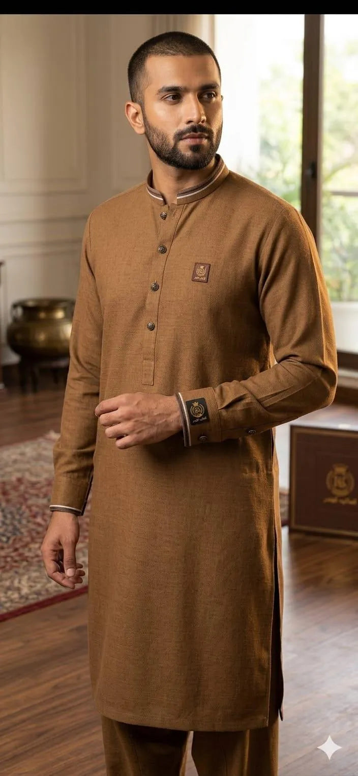 Golden Khaddar Men Suit 3.5m Shirt 7m Suit 100 Cotton