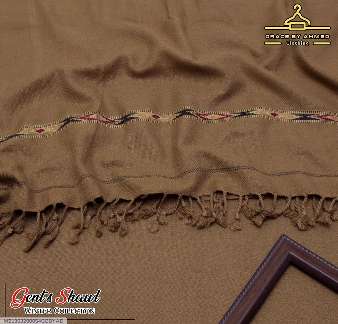 Men's Brown Embroidered Acrylic Shawl Winter Collection