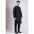 Men's Black Cotton Unstitched Suit Summer Wear