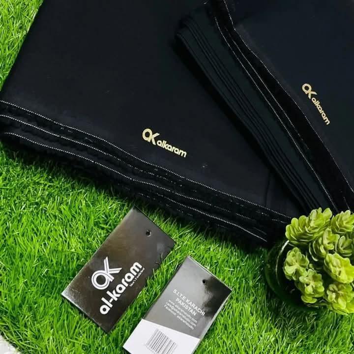 Men's Black Cotton Unstitched Suit Summer Wear