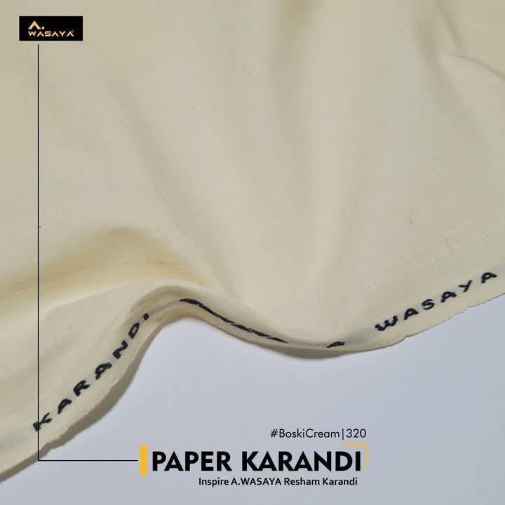 Men's Ivory Karandi Unstitched Suit Premium Quality