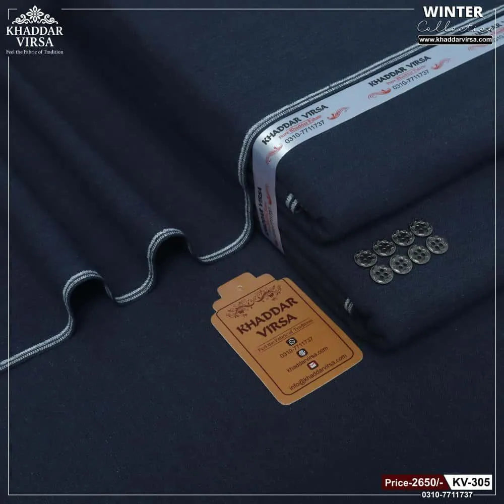 Men's Winter Khaddar Suit Blue Unstitched 3200m