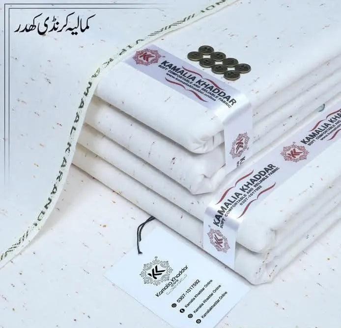 Unstitched Karandi Textured Suit White Winter Formal Wear