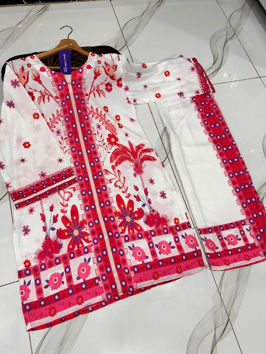 Pink Digital Printed Swiss Lawn Kurta Set 2Pcs