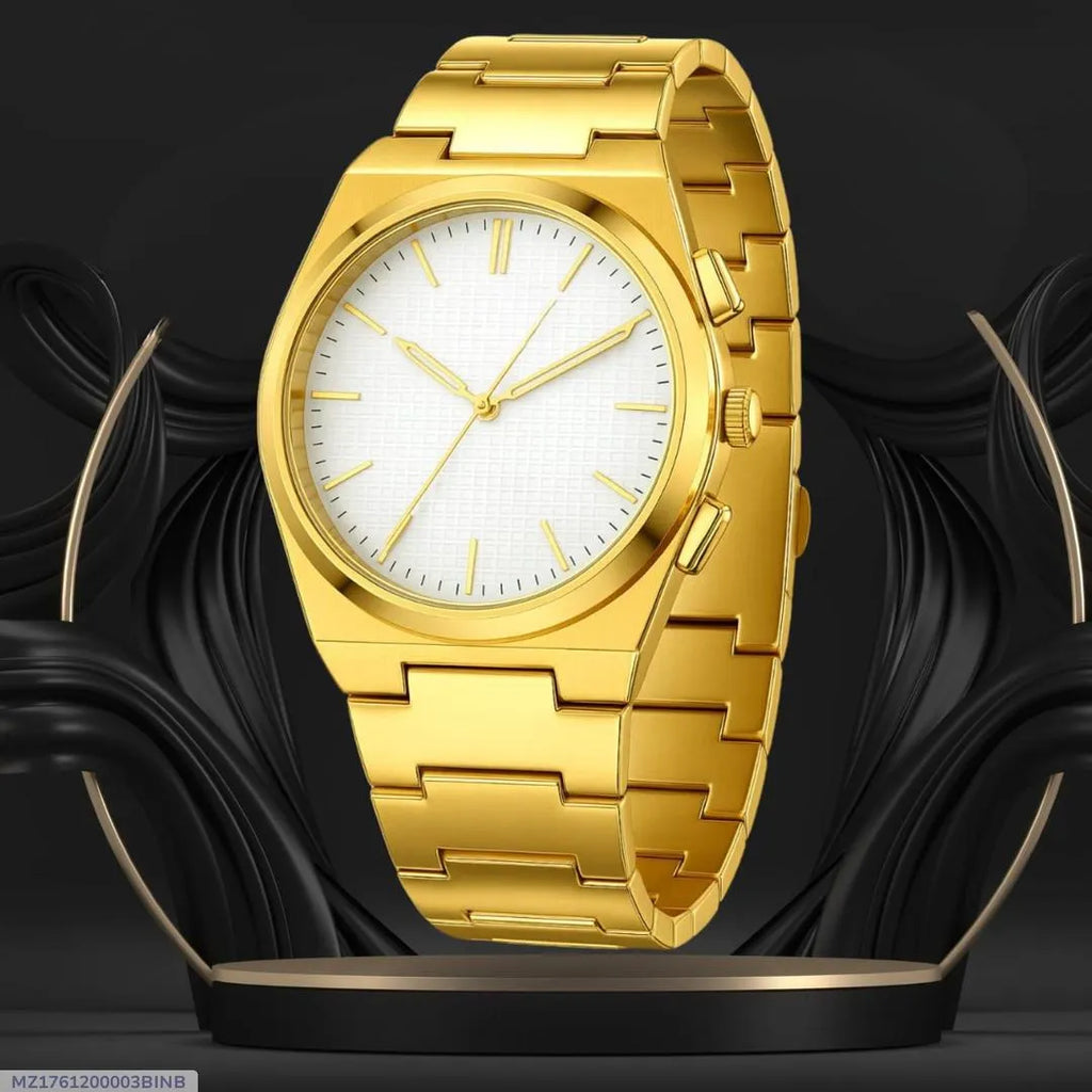 Men's Gold Stainless Steel Chain Watch 8mm Dial