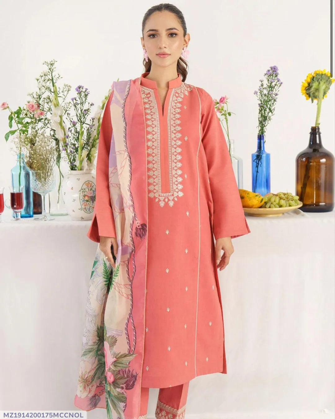 MIX TRENDING DESIGNS 3 Pcs Unstitched Embroidered Suit