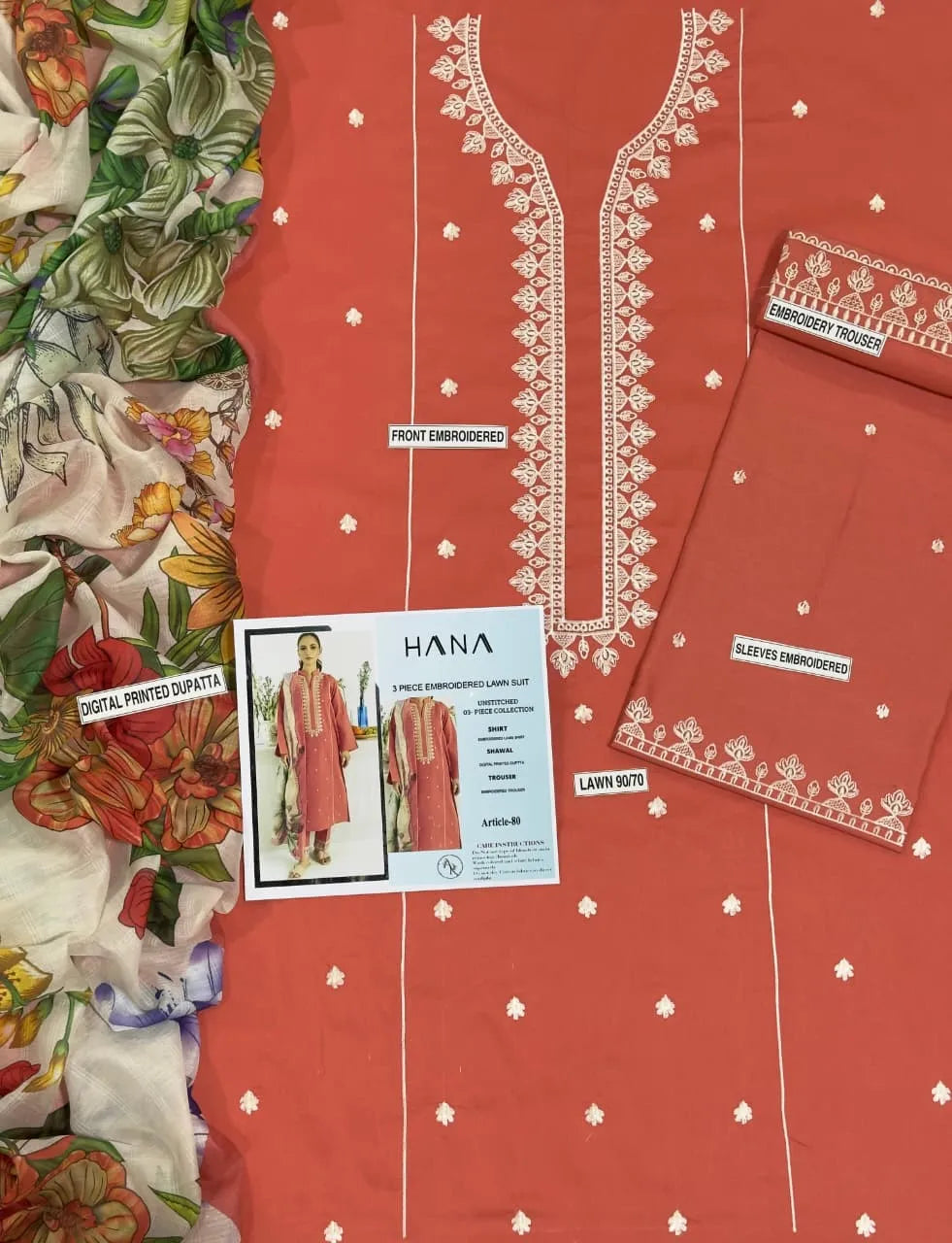 MIX TRENDING DESIGNS 3 Pcs Unstitched Embroidered Suit