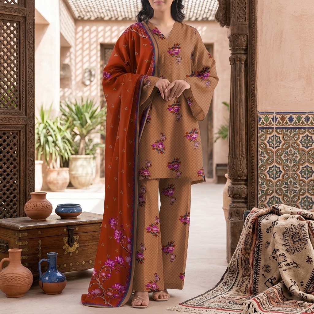 Saya Premium 3-Piece Printed Lawn Suit – Unstitched Summer Collection (saya replica)