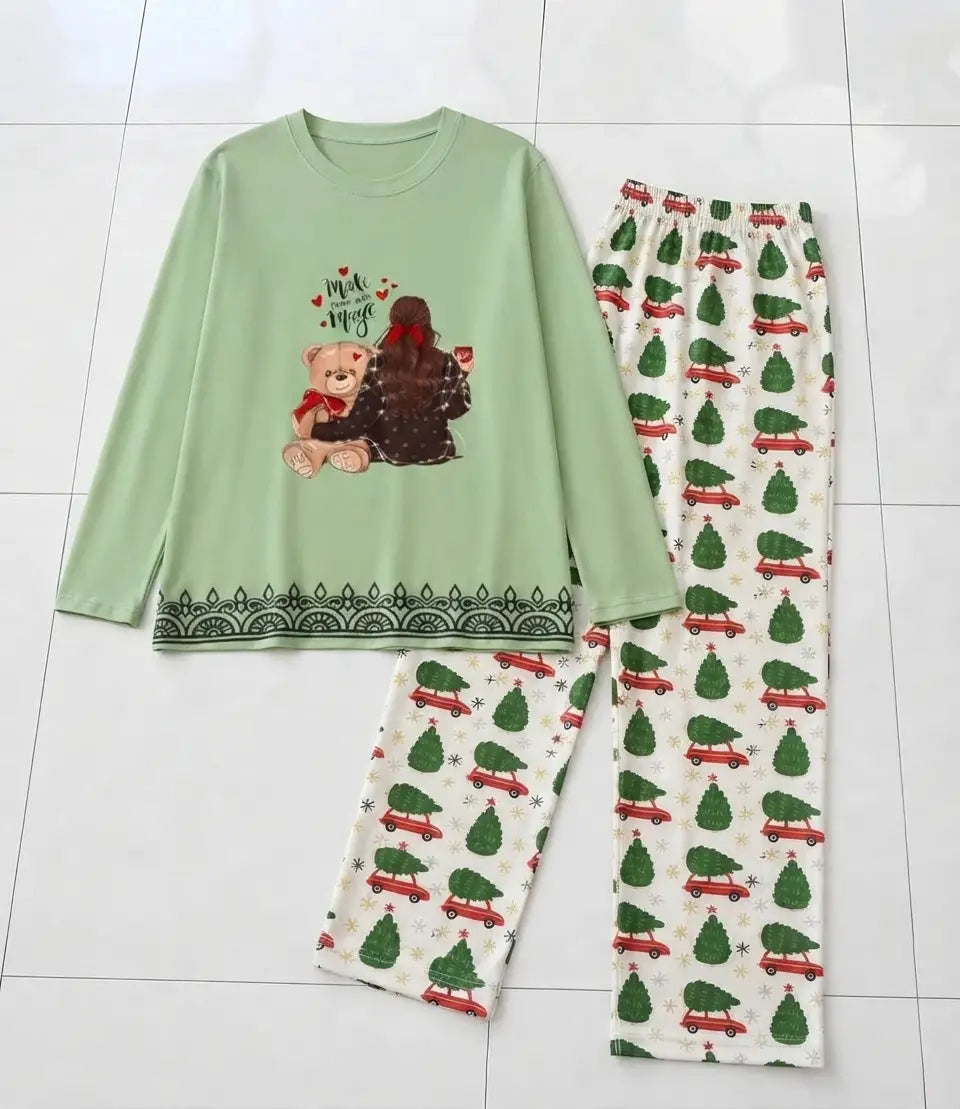 2 Pcs Women's Stitched Cotton Jersey Printed Night Suit