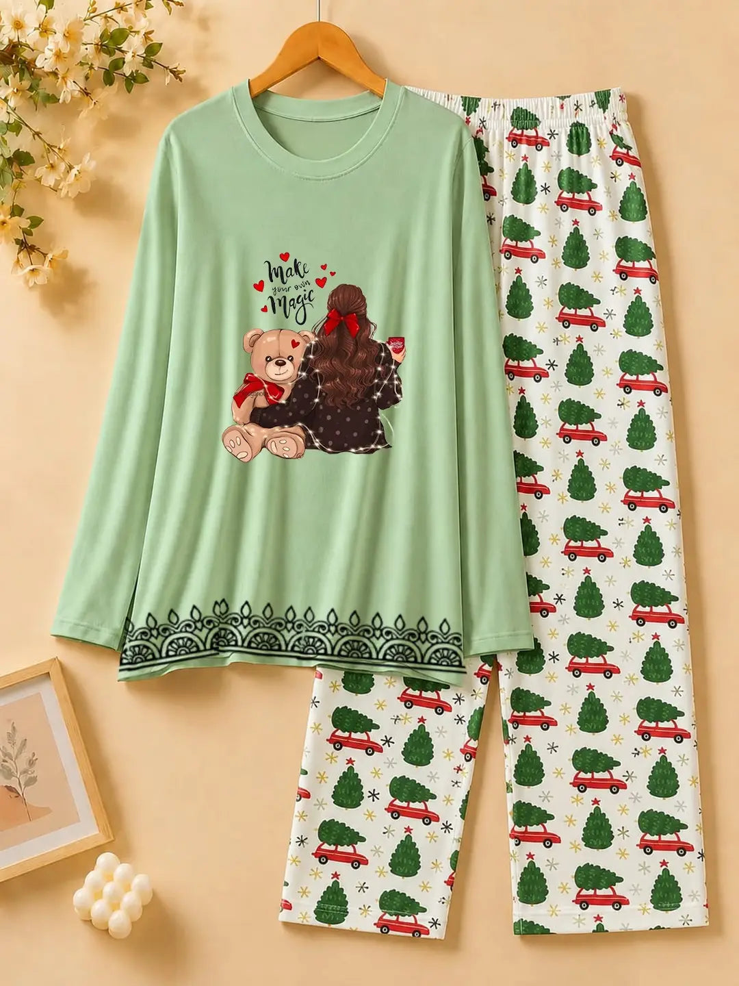 2 Pcs Women's Stitched Cotton Jersey Printed Night Suit