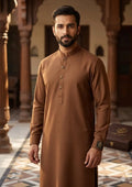 Men Khaddar Plain Brown Suit Summer Wear