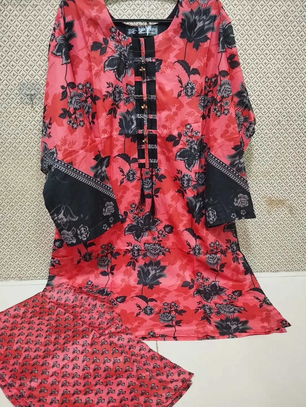 2PC Digital Printed China Silk Stitched Suit for Women – Soft China Silk Shirt & Elastic Trouser | Summer Casual Ready to Wear Dress