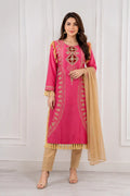 3 Pcs Women's Stitched Linen Hand Embroidered Suit
