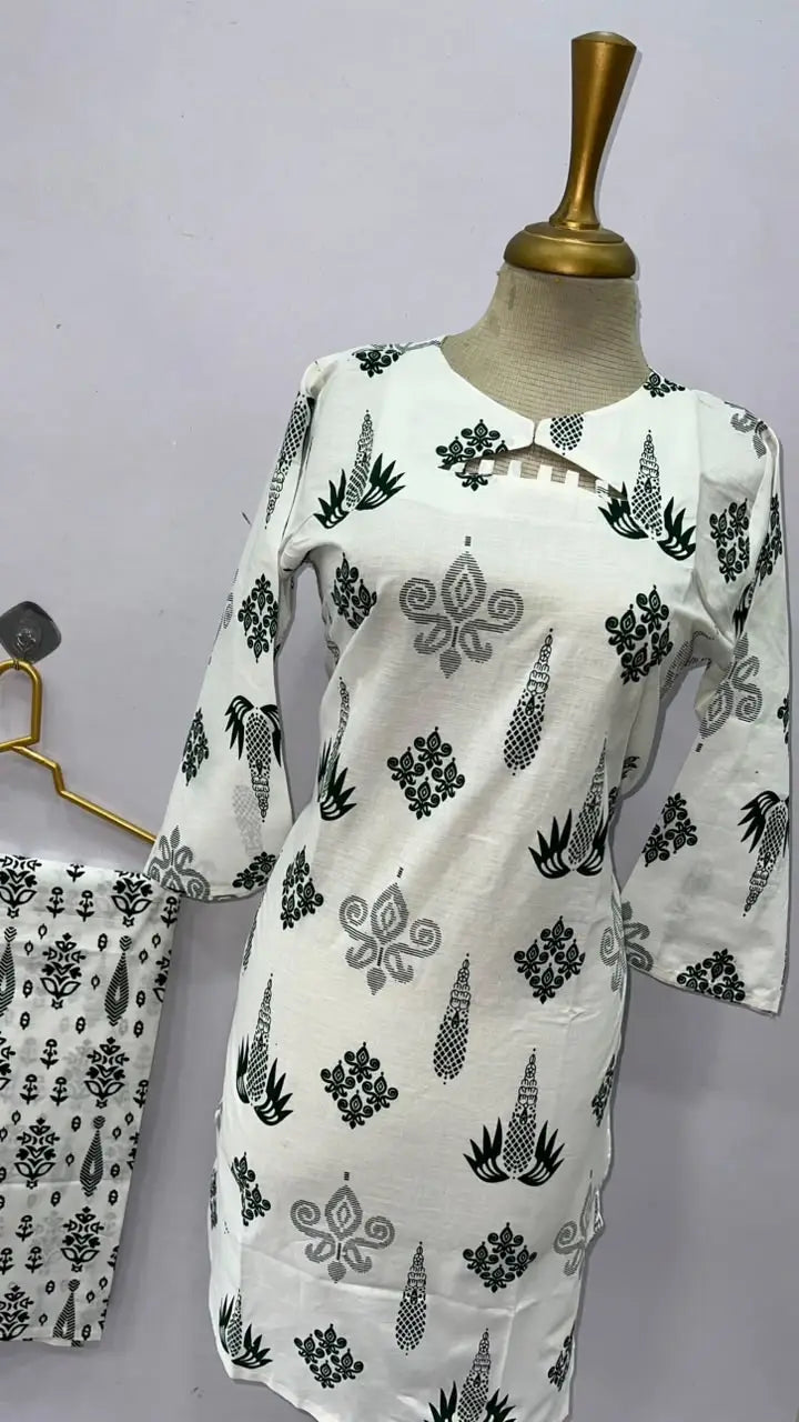 2 Pcs Women's Stitched Cotton Lawn Printed Co-Ord Set (Bangali)