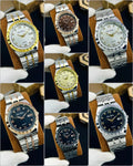 Men Rolex Style Quartz Watch Brown Gold Silver