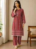 2 Pcs Women's Stitched Linen Printed Shirt And Trouser
