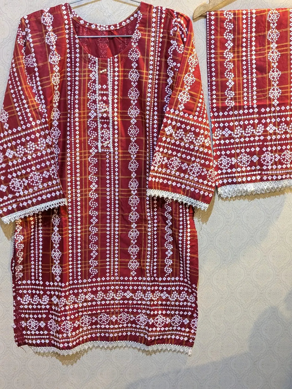 2 Pcs Women's Stitched Linen Printed Shirt And Trouser