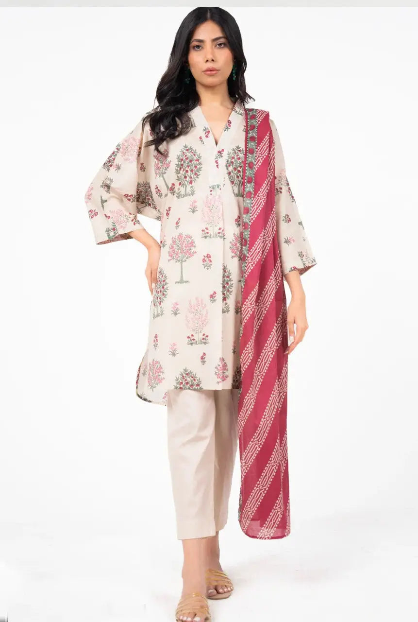 3 Pcs Women's Unstitched Printed Suit