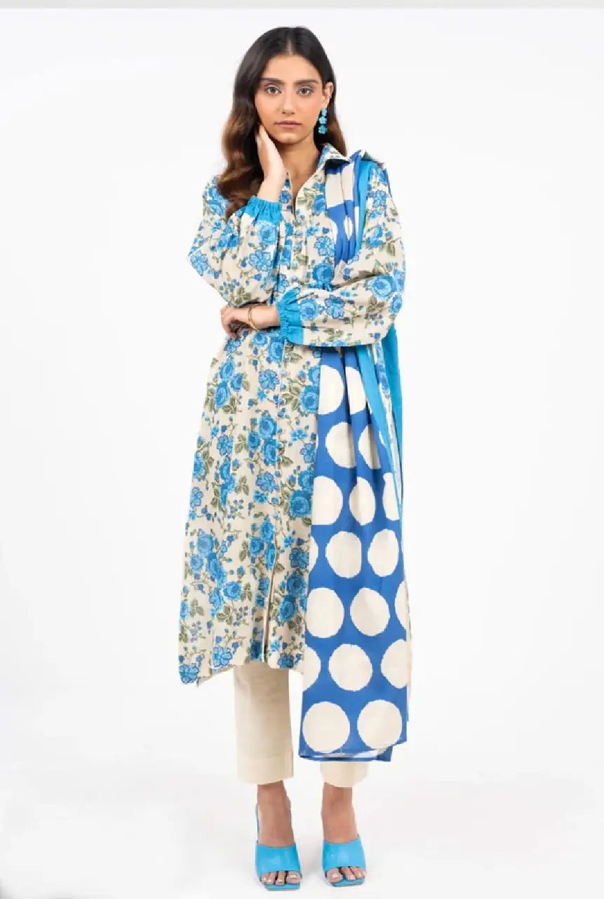 3 Pcs Women's Unstitched Printed Suit