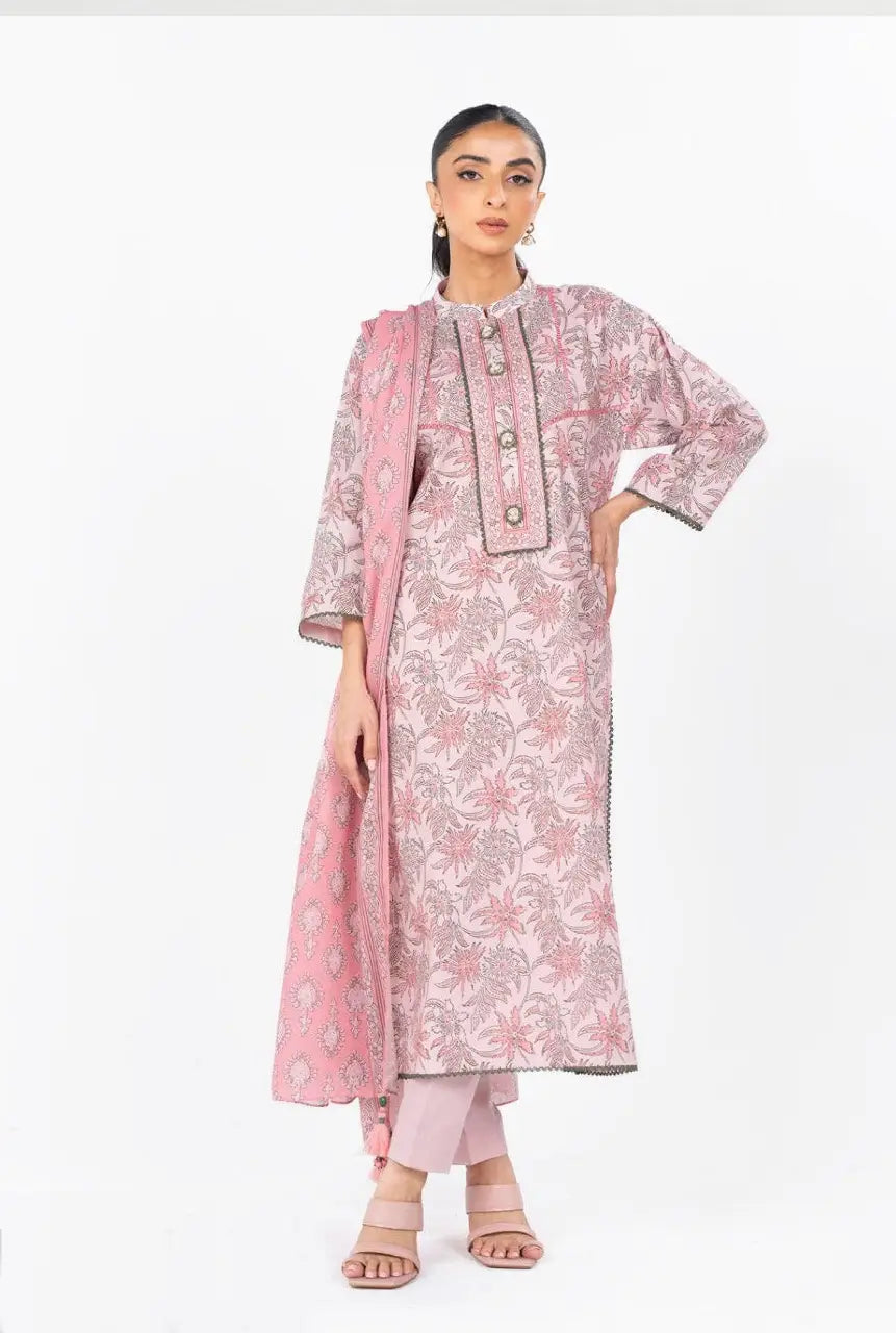 3 Pcs Women's Unstitched Printed Suit