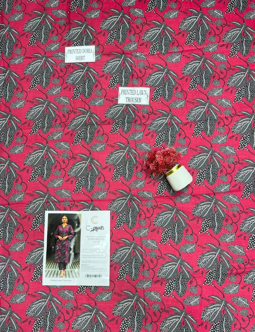 Maroon Printed Dobby Lawn 2Pcs Shirt Trouser Set