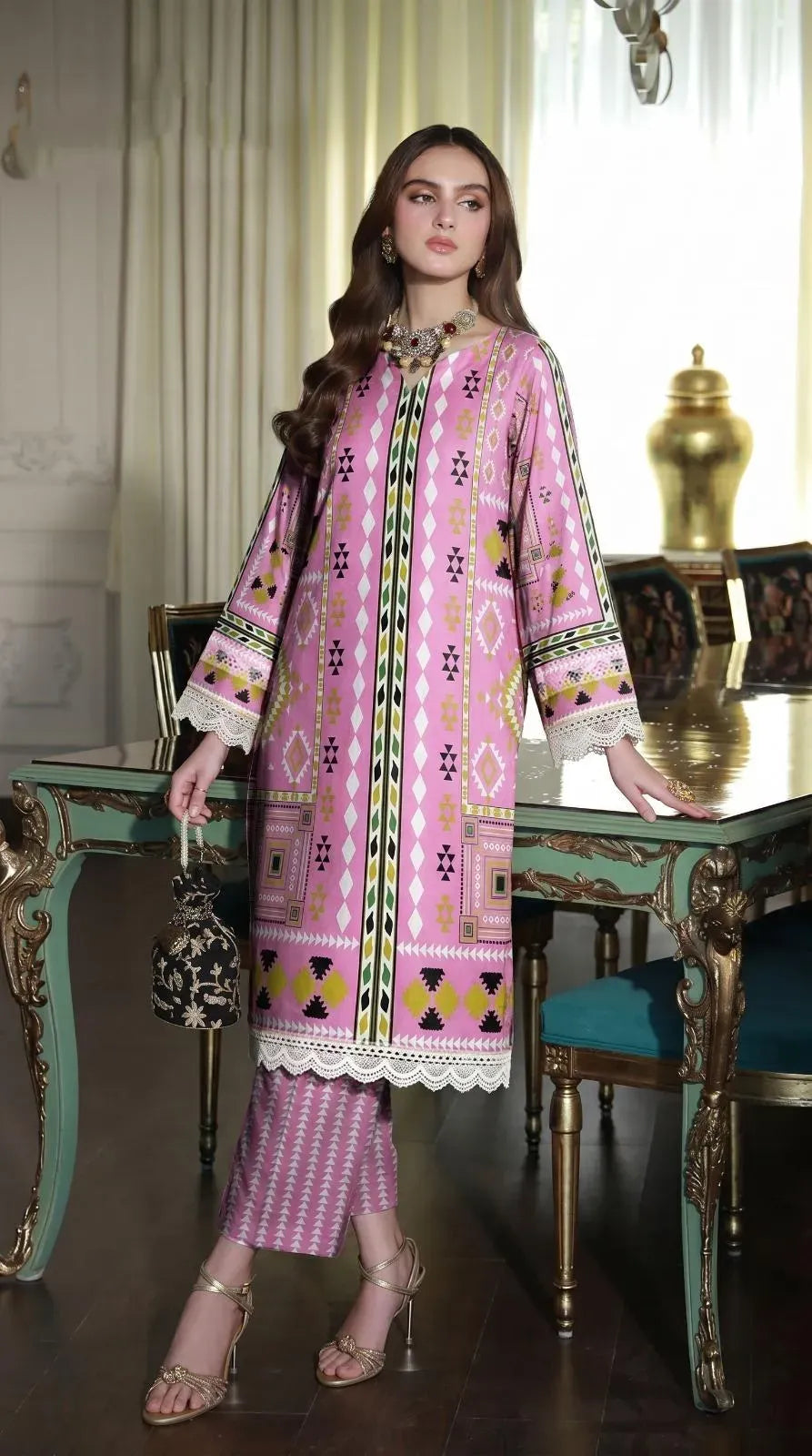 Purple Printed Lawn 2Pcs Shirt Trouser Set