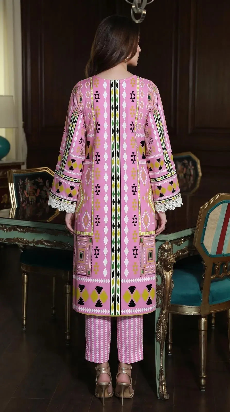 Purple Printed Lawn 2Pcs Shirt Trouser Set