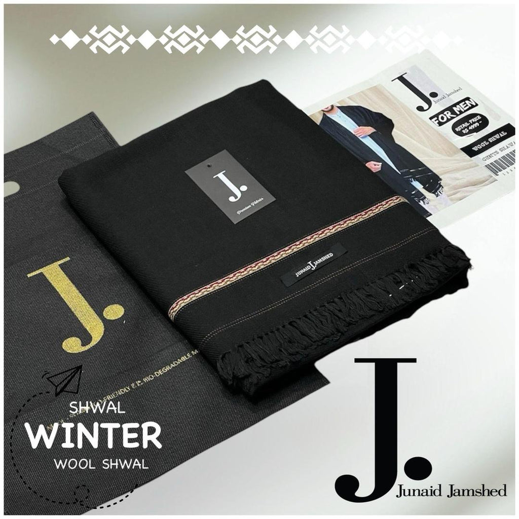 Men Wool Plain Black Shawal 2.75 Gazz