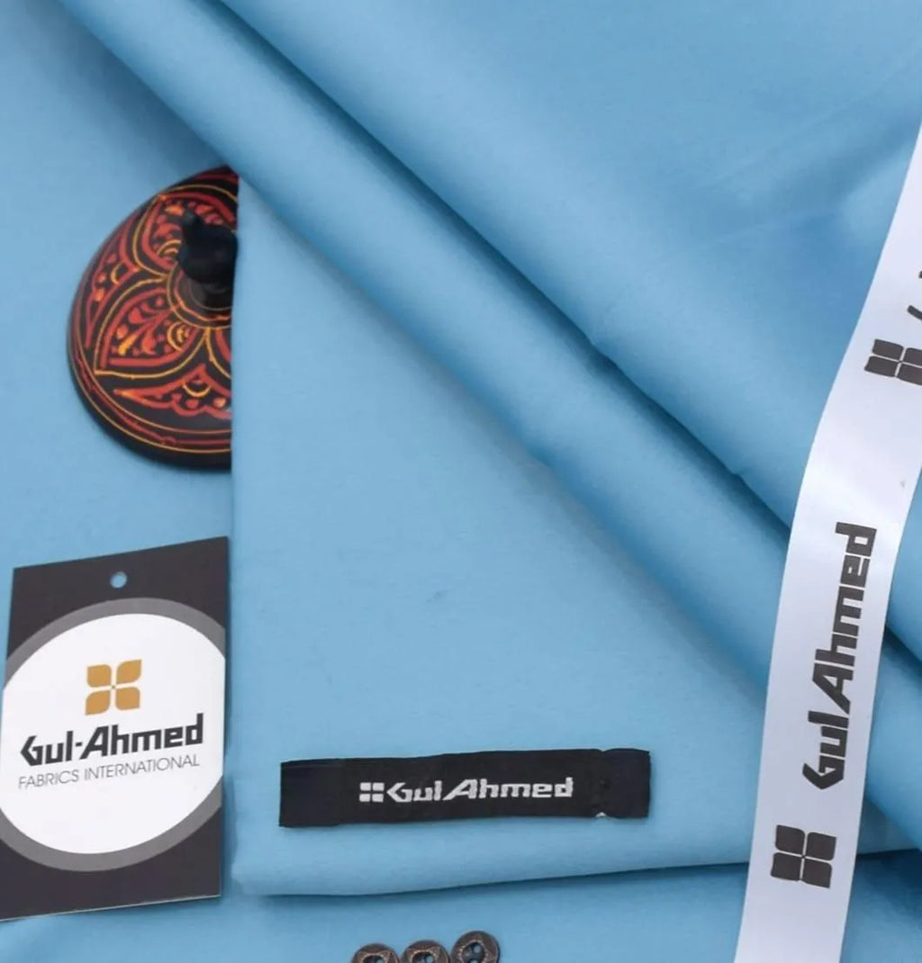Gul Ahmed Premium Quality Cotton Satin Suit 15-Pastel Blue