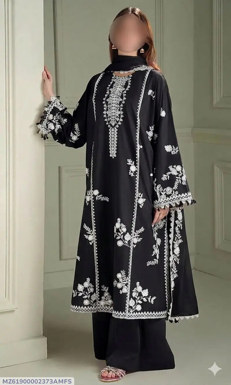 3 Pcs Women's Unstitched Embroidered Suit