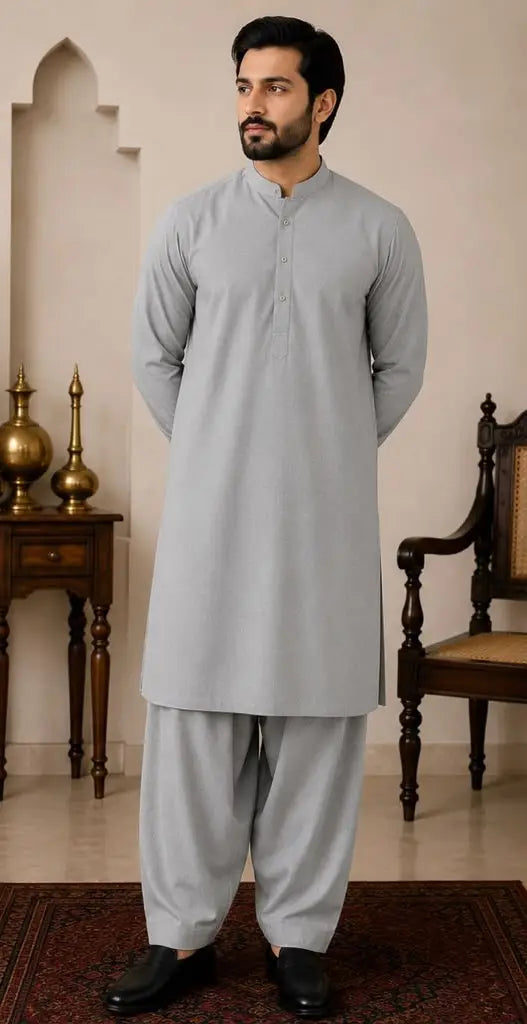 Men’s Unstitched Karandi Plain Suit