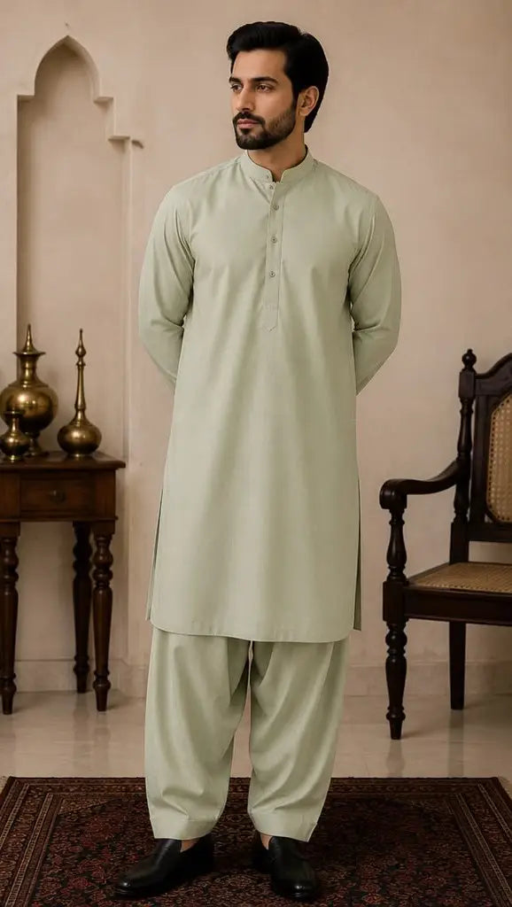 Men’s Unstitched Karandi Plain Suit