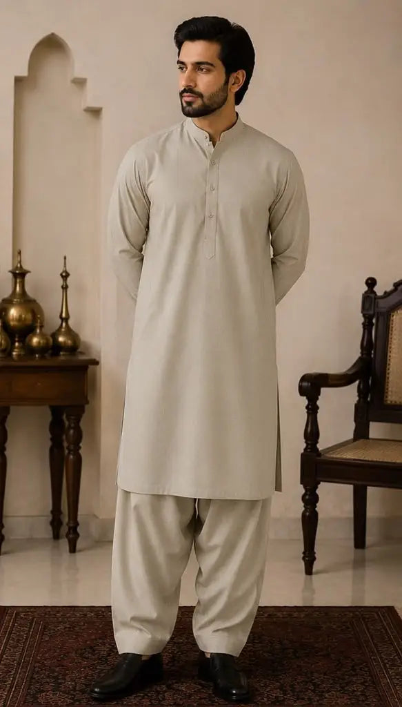 Men’s Unstitched Karandi Plain Suit