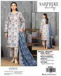 Sapphire Unstitched Printed Lawn Suit Blue Floral 3Pc