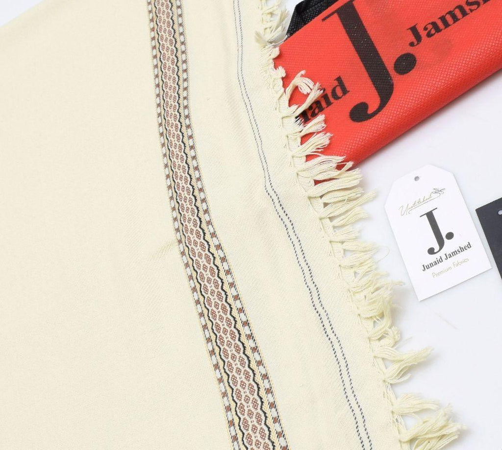 Winter Wool Shawl with Embroidered Border White