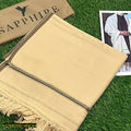 Men's Woolen Shawl Plain Beige Brown Trim 3 Gazz