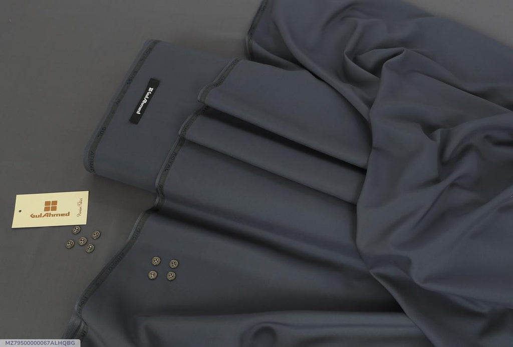 Men's Grey Wash & Wear Plain Suit Fabric 4m Gul Ahmad