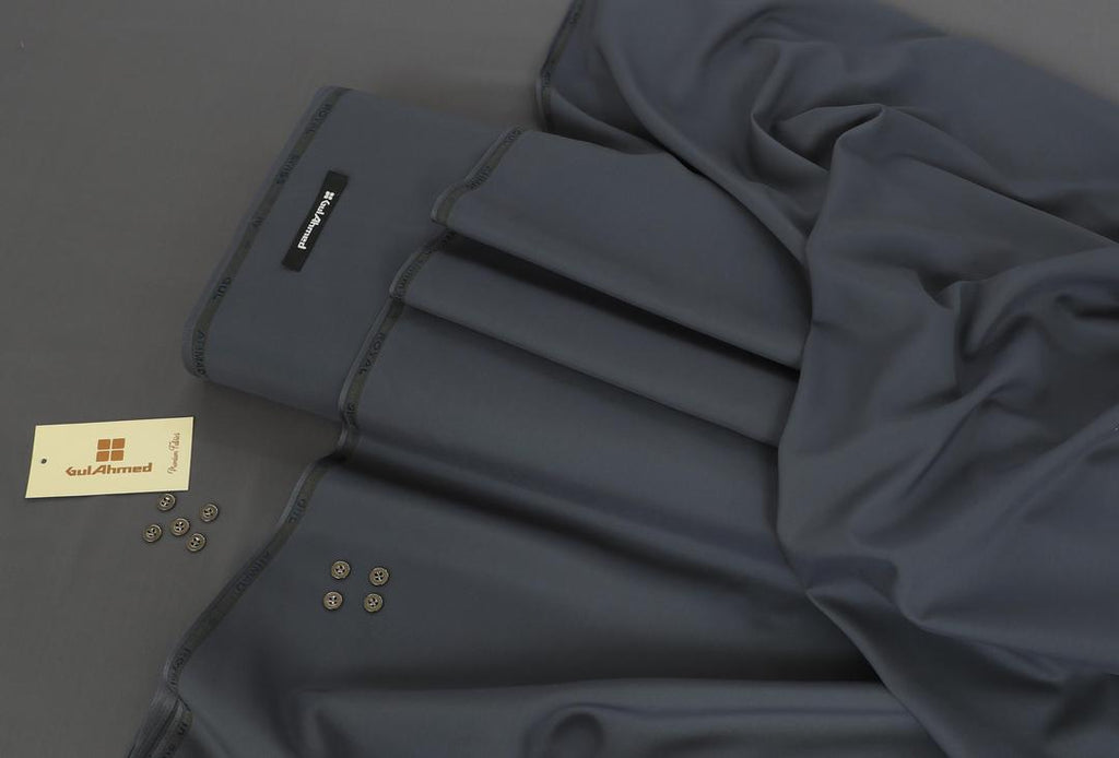 Men's Grey Wash & Wear Plain Suit Fabric 4m Gul Ahmad