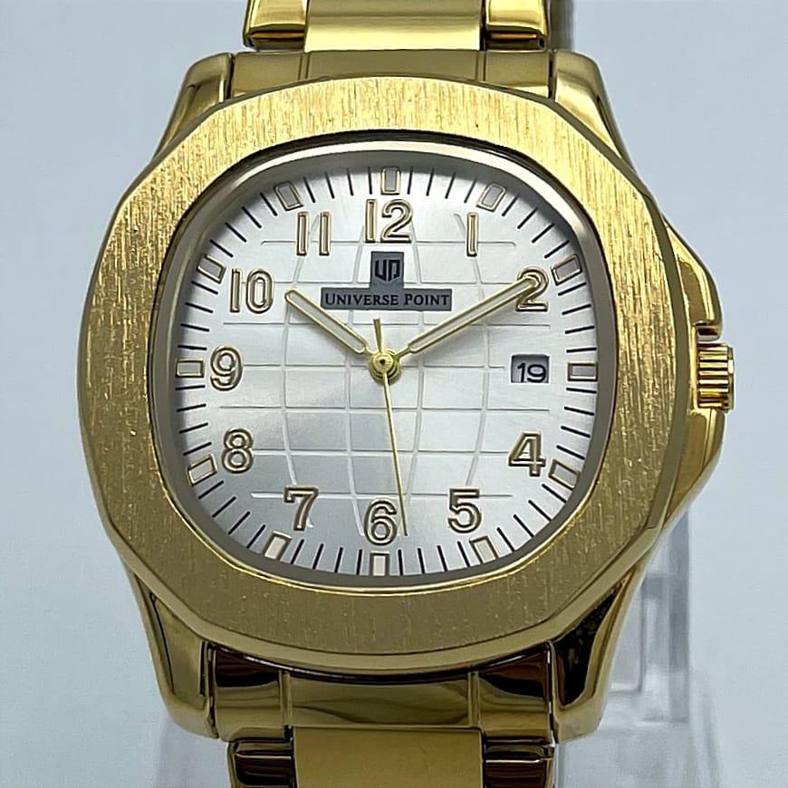 Men's Gold Plated Date Watch with Chain Strap
