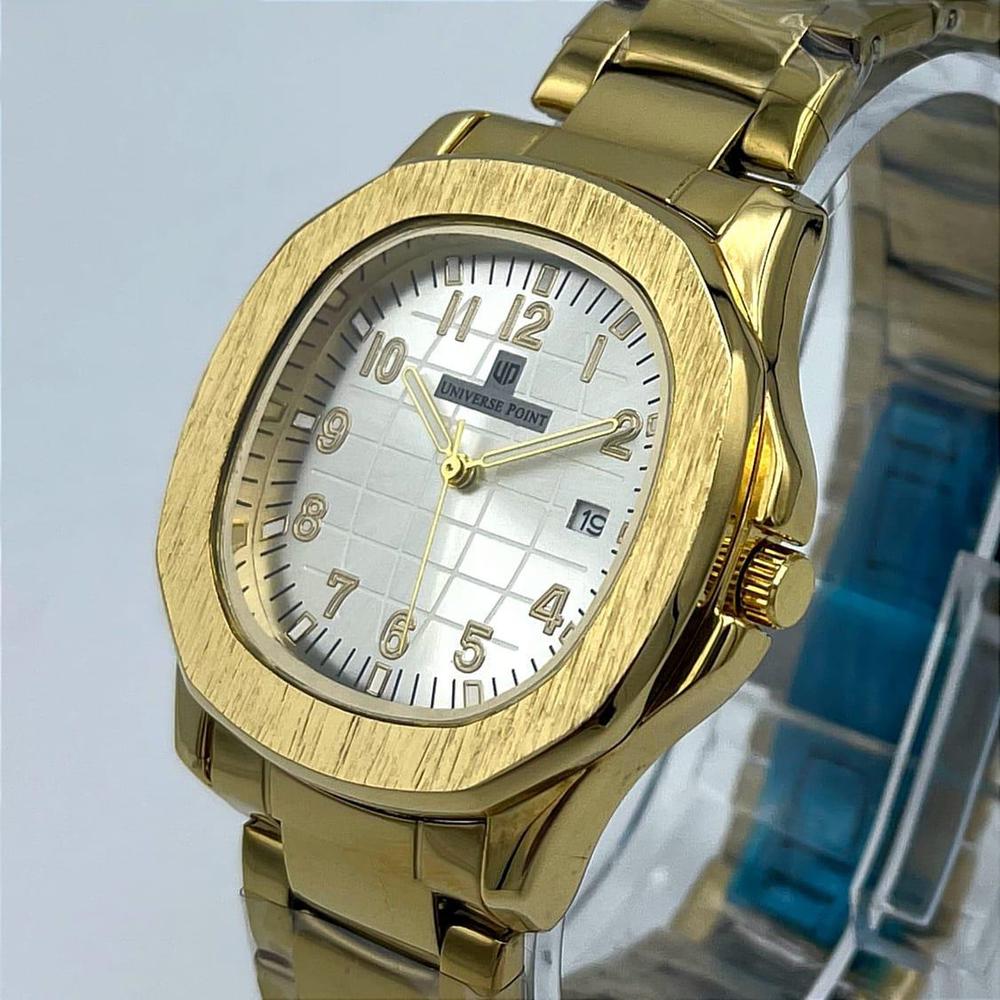 Men's Gold Plated Date Watch with Chain Strap