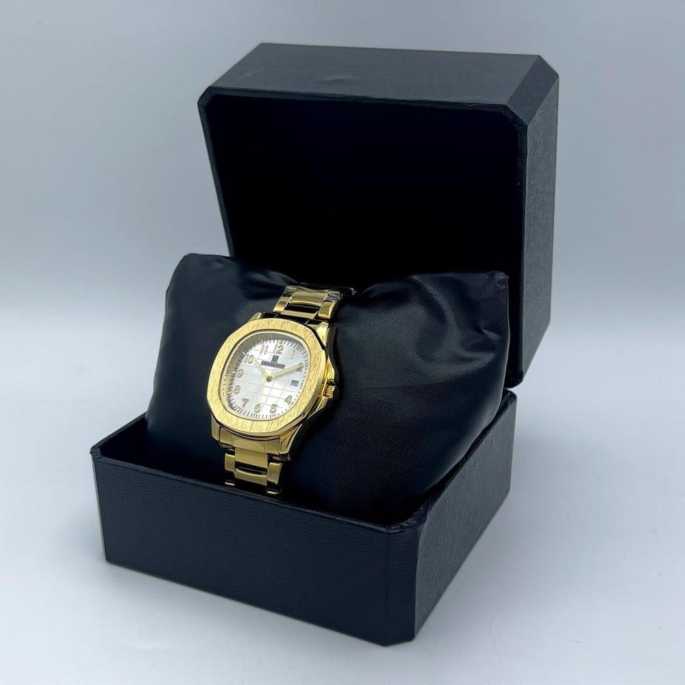 Men's Gold Plated Date Watch with Chain Strap