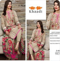 Khadai Heavy Embroidered 3-Piece Suit Brown Floral