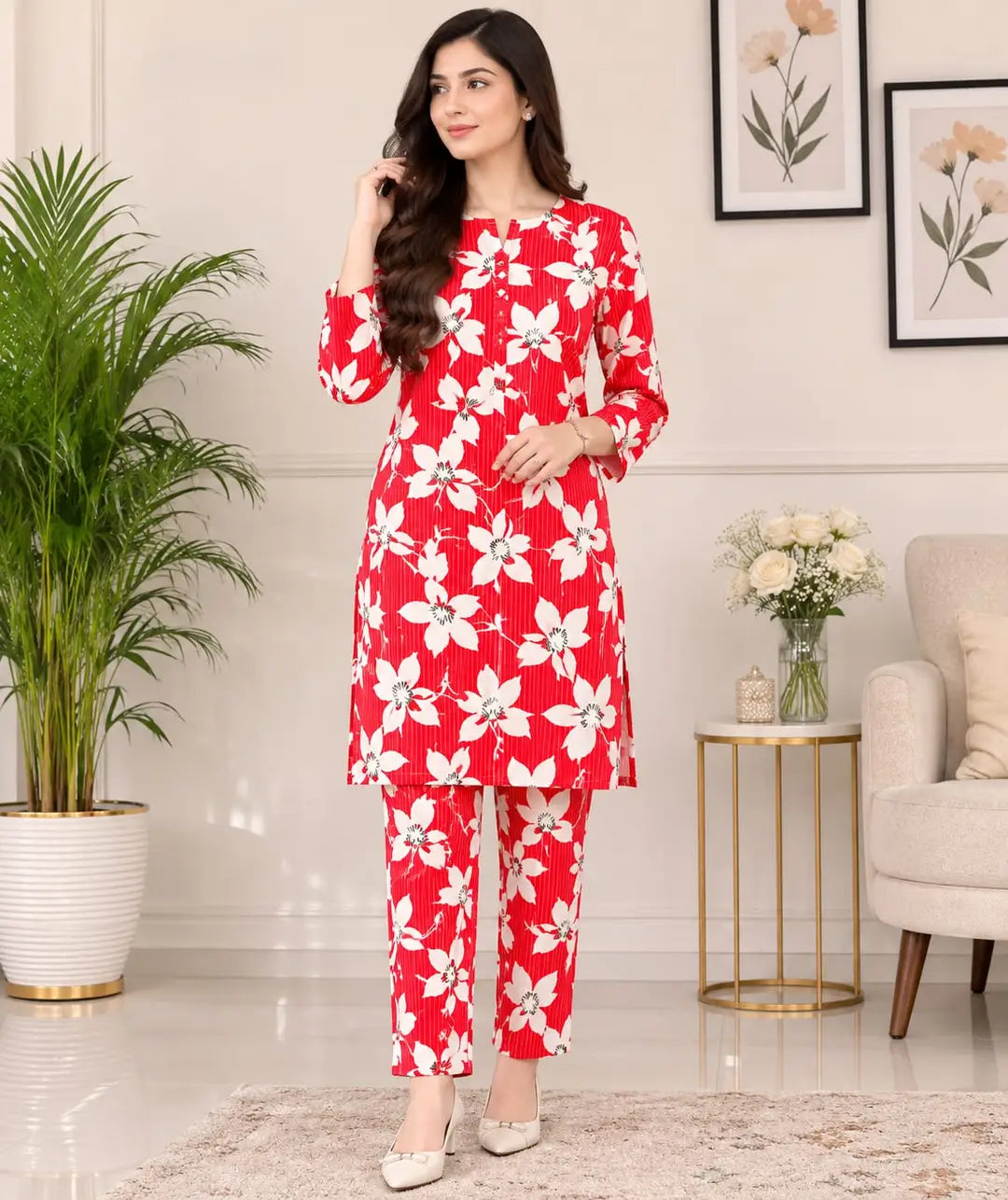 2 Pcs Women's Unstitched Printed Suit
