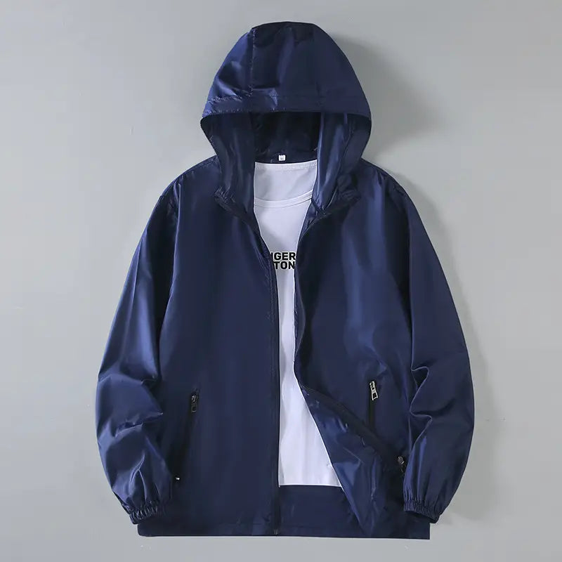Men Navy Hooded Jacket Large M-7XL260